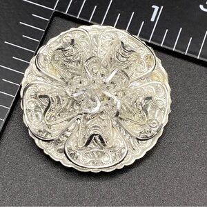 Vintage West Germany Filigree Silver Tone Scrarf Clip Signed